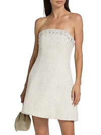Daphne Embellished-Tweed Strapless Minidress