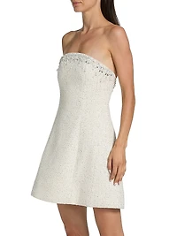 Daphne Embellished-Tweed Strapless Minidress