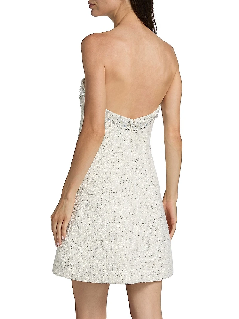 Daphne Embellished-Tweed Strapless Minidress