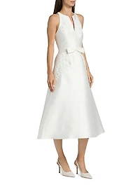 Allison Embroidered Satin Fit & Flare Midi-Dress