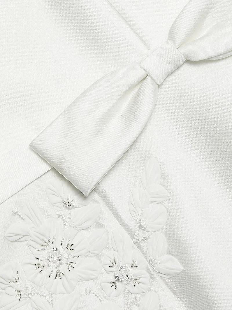 Allison Embroidered Satin Fit & Flare Midi-Dress