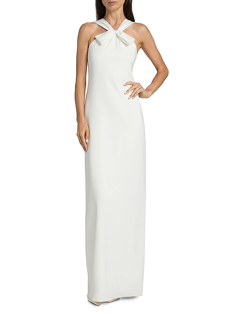 Fern Stretch-Crepe Bow Gown