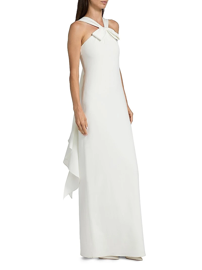 Fern Stretch-Crepe Bow Gown