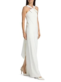 Fern Stretch-Crepe Bow Gown