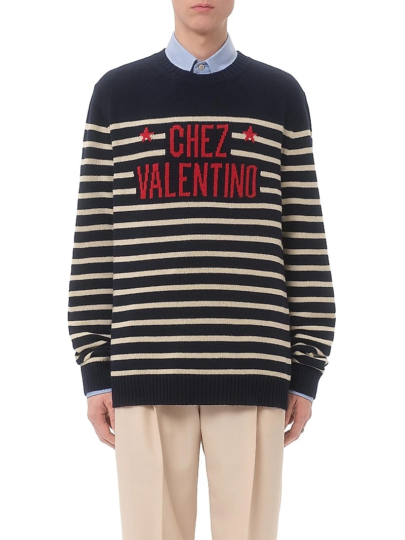 Wool Sweater with Jacquard Motif