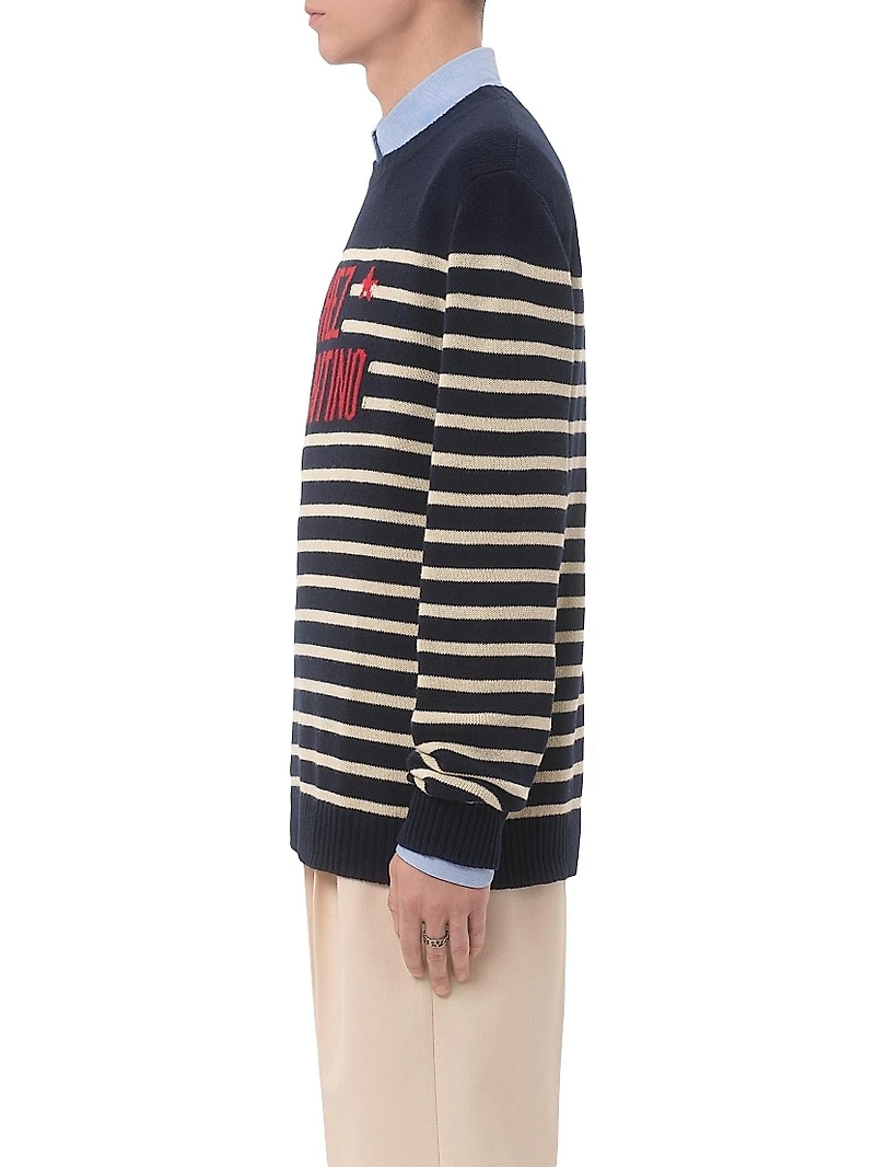 Wool Sweater with Jacquard Motif