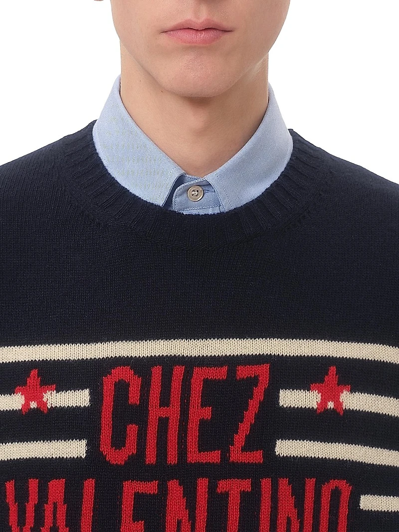 Wool Sweater with Jacquard Motif