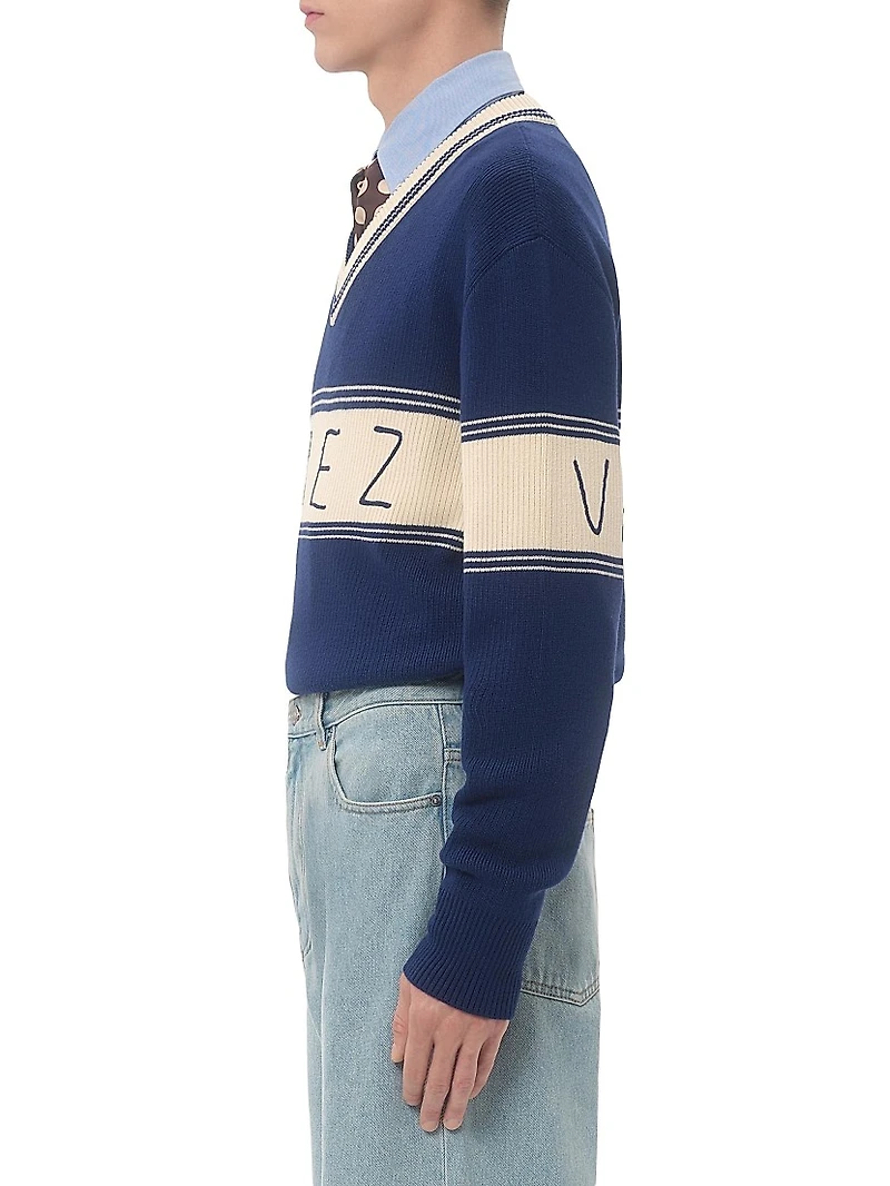 Wool and Cotton Sweater with Pattern