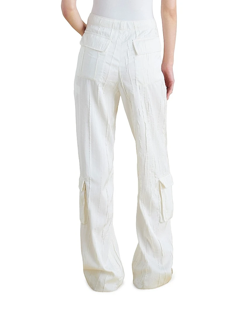Crinkled Satin Cargo Trousers