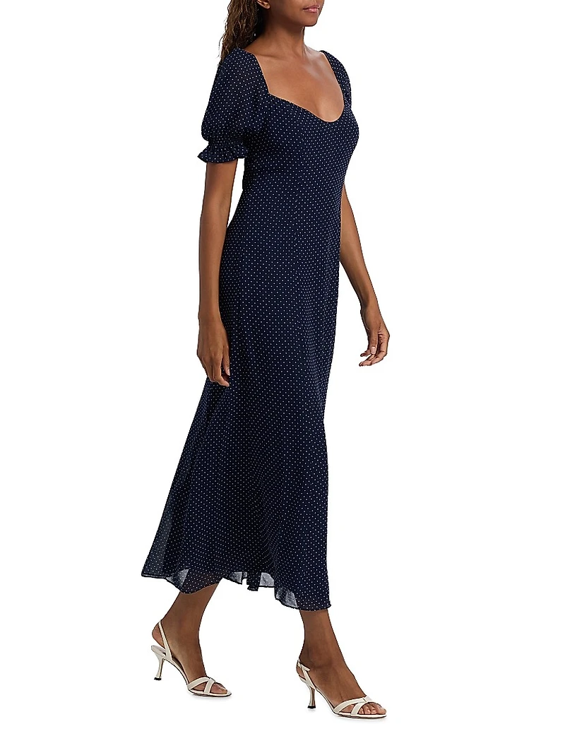Gloria Polka Dot Midi-Dress