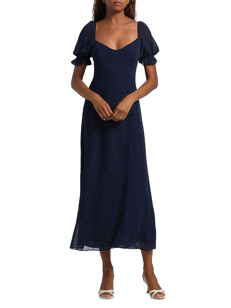 Gloria Polka Dot Midi-Dress