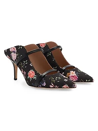 Maureen 70MM Floral-Printed Grosgrain Mules