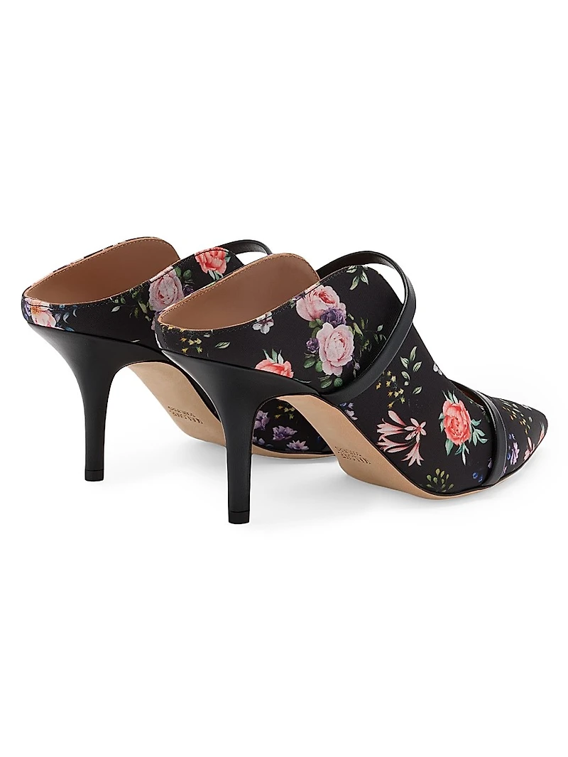 Maureen 70MM Floral-Printed Grosgrain Mules