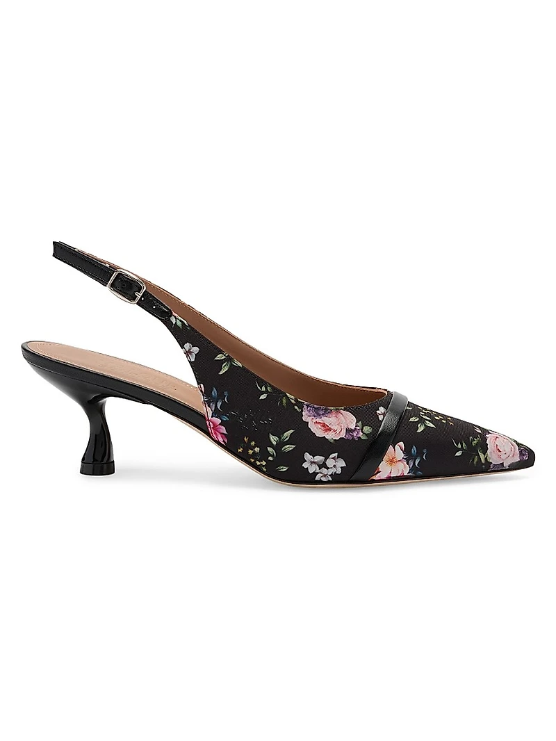 Jama 45MM Floral-Printed Grosgrain Slingback Pumps