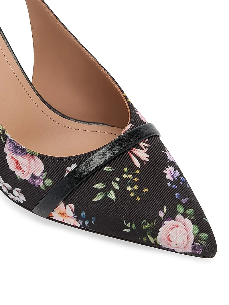 Jama 45MM Floral-Printed Grosgrain Slingback Pumps