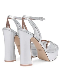 Sylvie 125MM Metallic Leather & Mesh Platform Sandals
