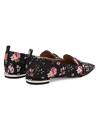 Dora Floral-Printed Grosgrain Loafers
