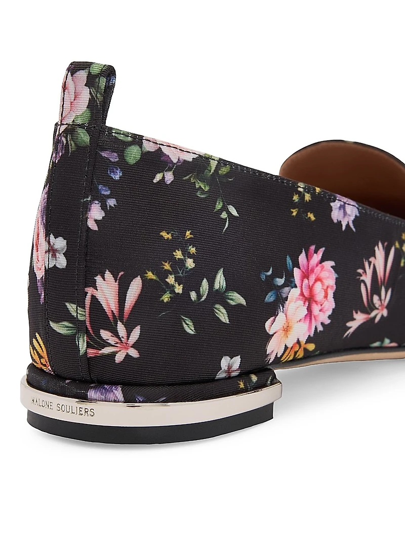 Dora Floral-Printed Grosgrain Loafers