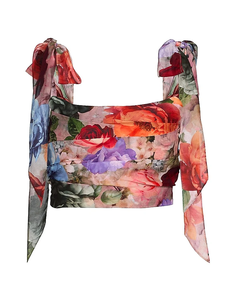 Haven Printed Cropped Bustier Top