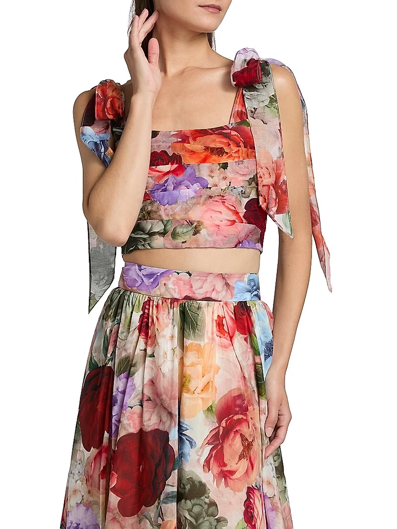 Haven Printed Cropped Bustier Top