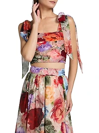 Haven Printed Cropped Bustier Top