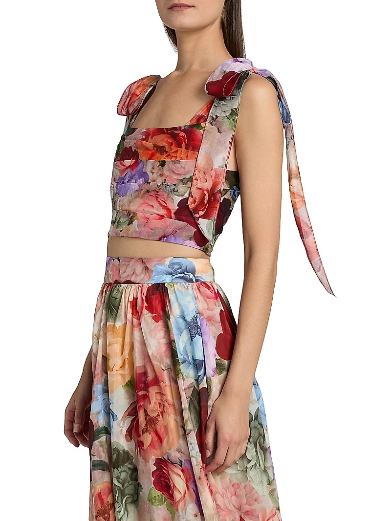 Haven Printed Cropped Bustier Top