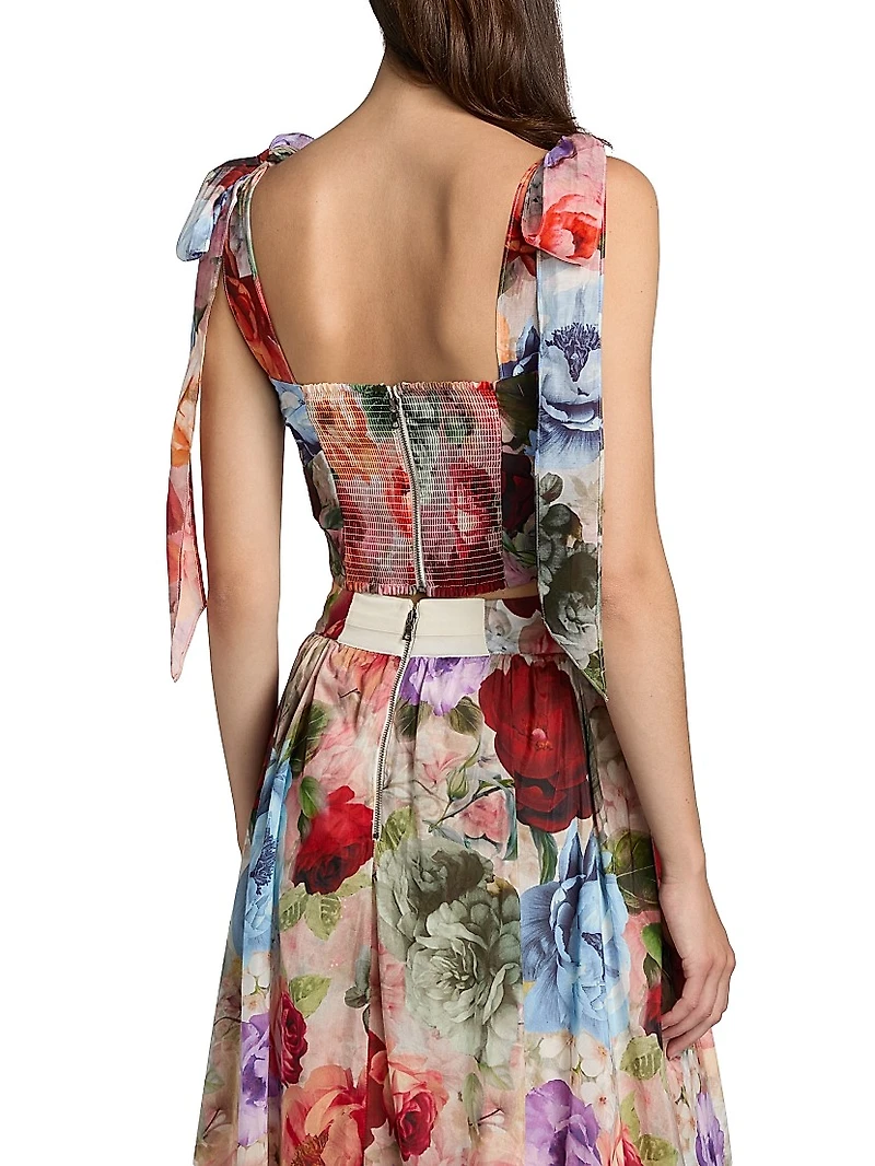 Haven Printed Cropped Bustier Top