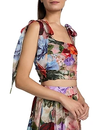 Haven Printed Cropped Bustier Top