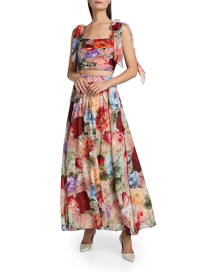 Haven Printed Cropped Bustier Top