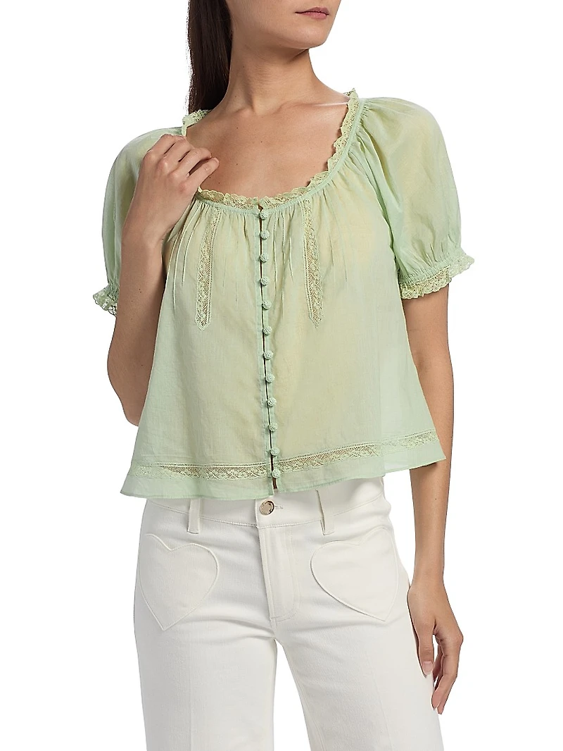 Odette Pintuck Cotton Blouse