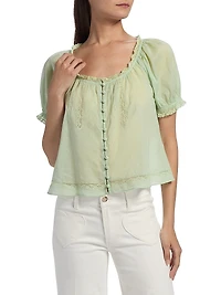 Odette Pintuck Cotton Blouse
