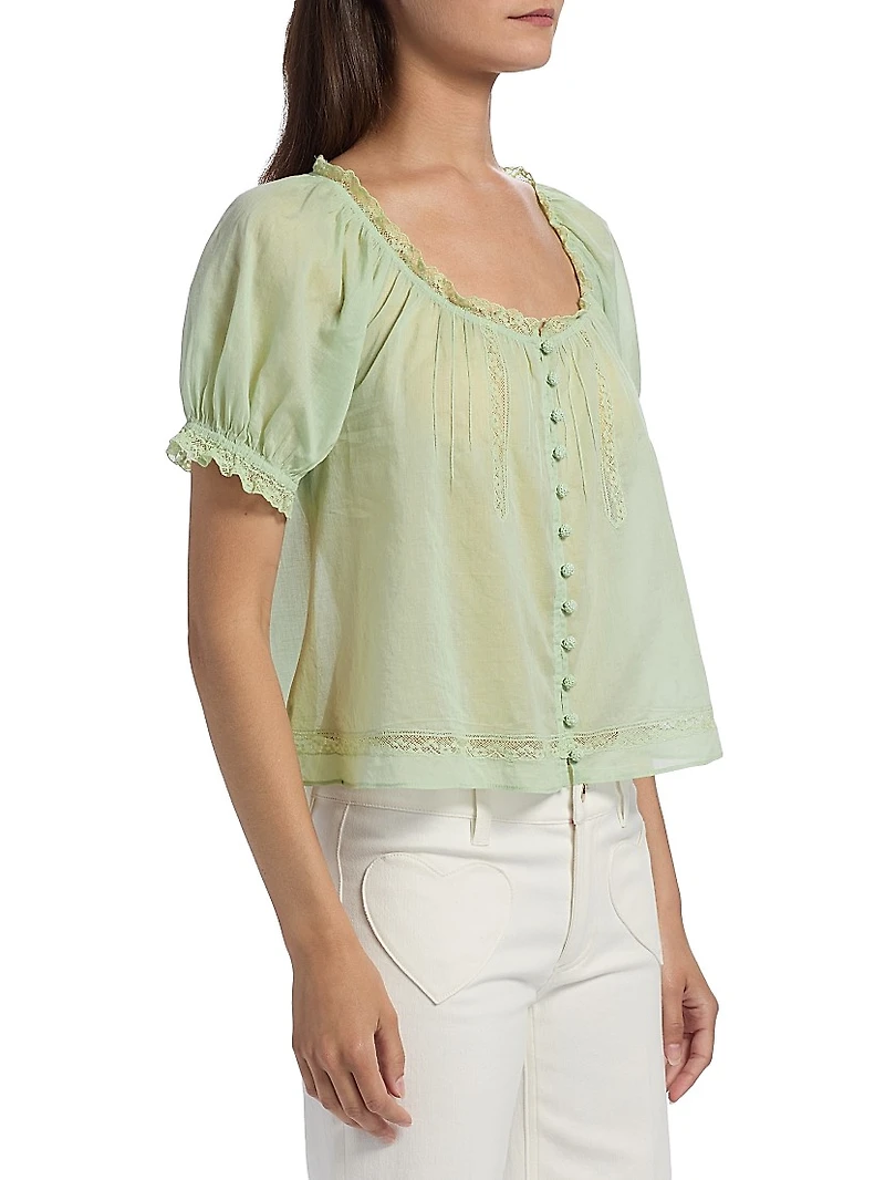 Odette Pintuck Cotton Blouse