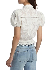 Loryn Embroidered Cotton Short-Sleeve Blouse