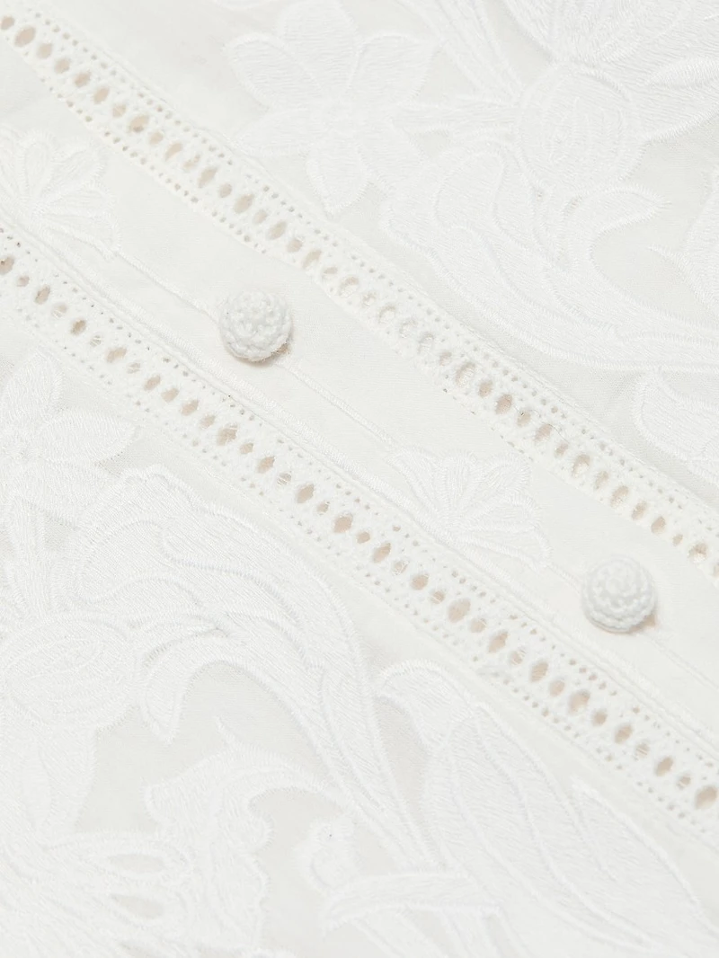 Loryn Embroidered Cotton Short-Sleeve Blouse