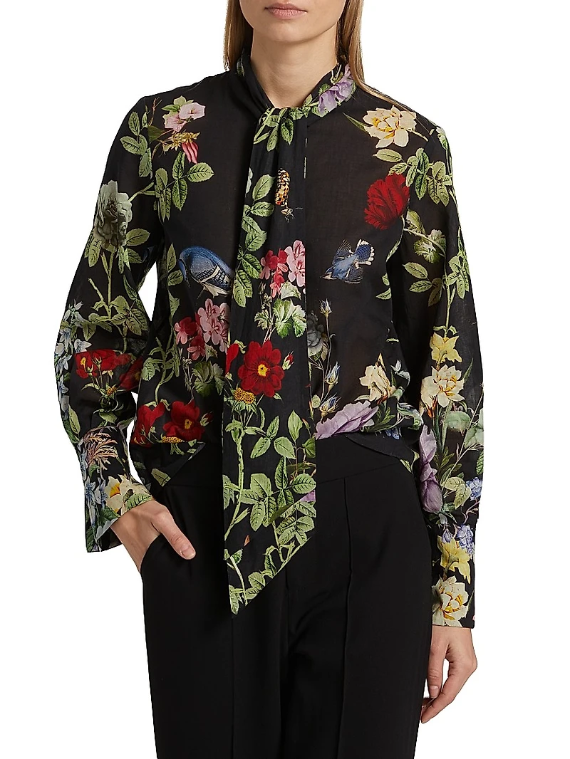 Lloyd Floral Slit Sleeve Blouse
