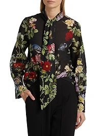 Lloyd Floral Slit Sleeve Blouse