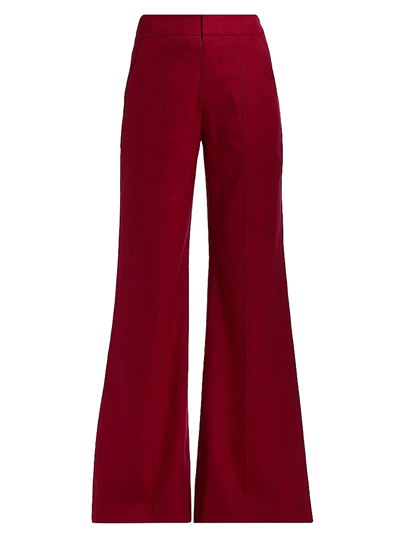 Conry Pleated Linen-Blend Wide-Leg Pants