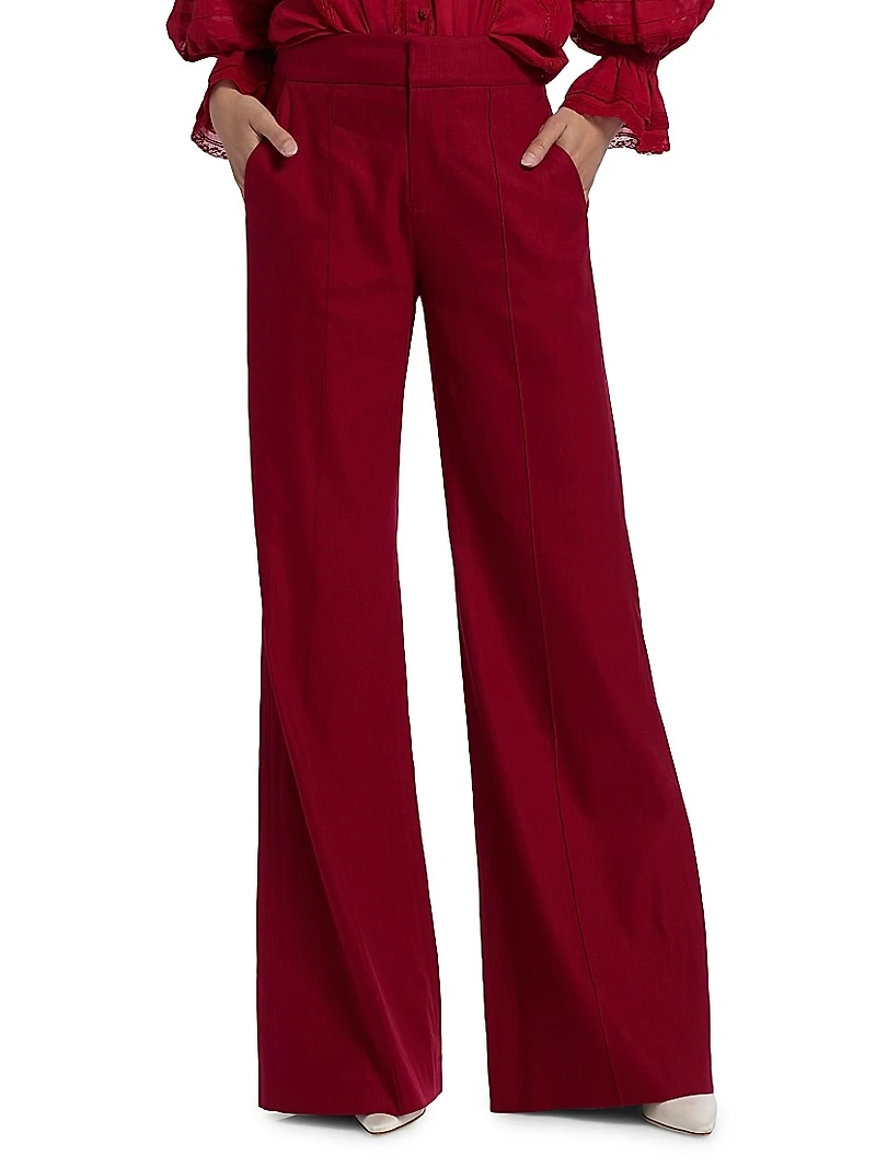 Conry Pleated Linen-Blend Wide-Leg Pants