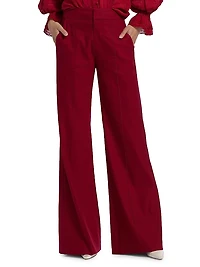 Conry Pleated Linen-Blend Wide-Leg Pants