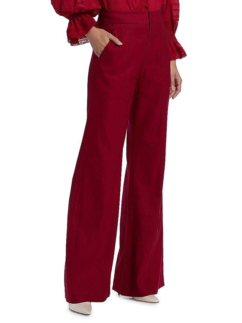 Conry Pleated Linen-Blend Wide-Leg Pants