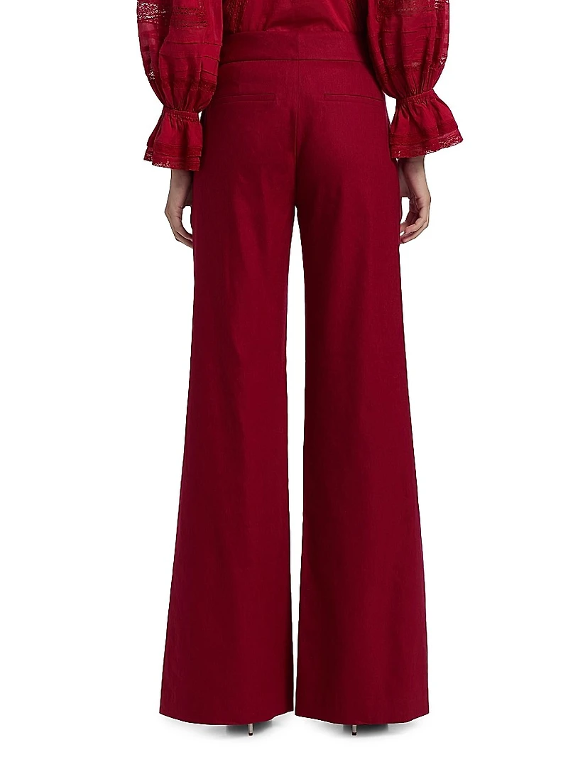Conry Pleated Linen-Blend Wide-Leg Pants