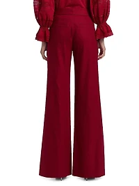 Conry Pleated Linen-Blend Wide-Leg Pants