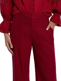 Conry Pleated Linen-Blend Wide-Leg Pants