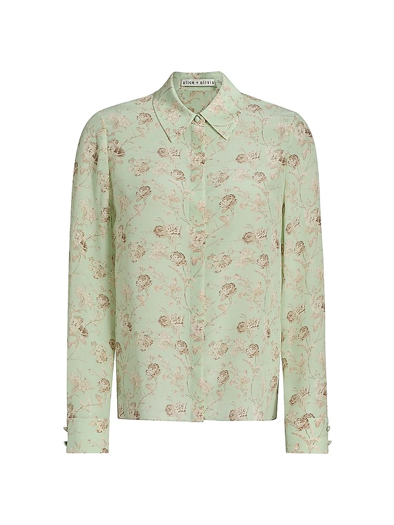 Willa Floral Silk Button-Front Shirt