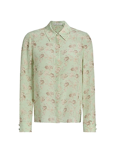 Willa Floral Silk Button-Front Shirt
