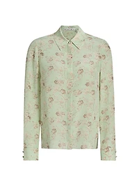 Willa Floral Silk Button-Front Shirt