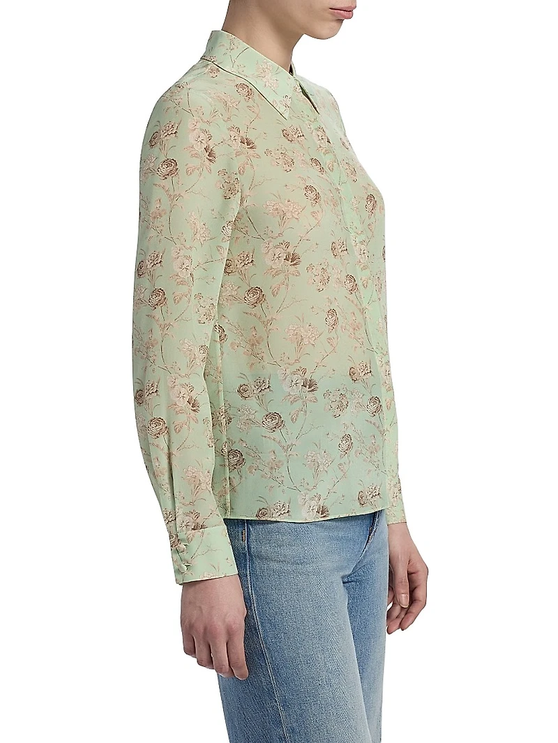 Willa Floral Silk Button-Front Shirt