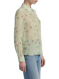 Willa Floral Silk Button-Front Shirt