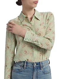 Willa Floral Silk Button-Front Shirt