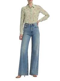 Willa Floral Silk Button-Front Shirt